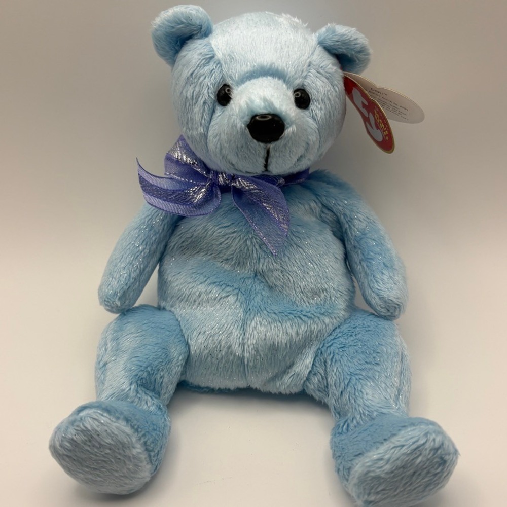 Ty Beanie Babies Lani the Bear Light Blue Shimmer Tinsel Plush 2004 40141